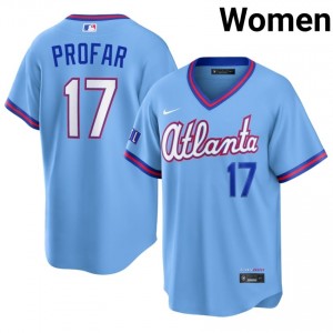 Powder Blue Jurickson Profar #17 Atlanta Baseball City Connect Stitched Jersey | Original Women Fit 91741411