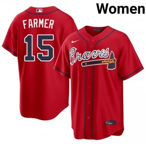 Red Kyle Farmer #15 ATL Baseball Stitched Jersey | MLB Women Fit 73902851