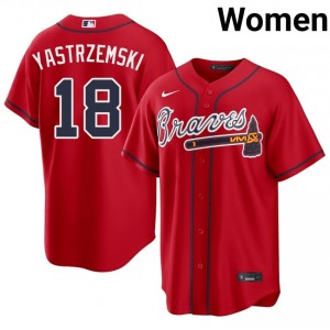 Women Mike Yastrzemski #18 Red Stitched Jersey | ATL Pro-Grade Baseball Gear 83498510