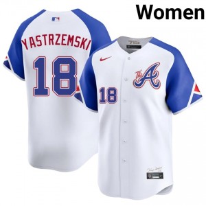 Mike Yastrzemski #18 Braves City Connect Baseball Jersey | Classic Women White Embroidery Edition 45657536