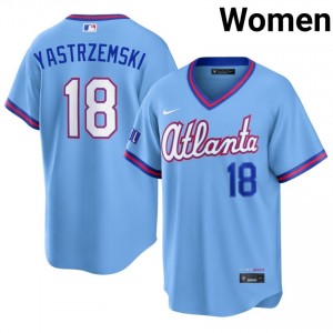 Powder Blue Mike Yastrzemski #18 ATL Baseball City Connect Stitched Jersey | MLB Women Fit 45899281