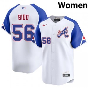 Iconic Osvaldo Bido #56 White City Connect Baseball Embroidery Jersey | Atlanta Braves Women Collection Edition 82805613