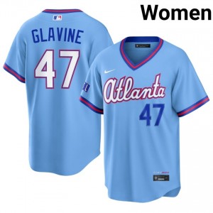 Powder Blue Tom Glavine #47 Atlanta Baseball City Connect Stitched Jersey | Durable Women Fit 25487729