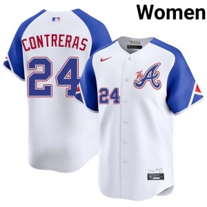 Iconic William Contreras #24 White City Connect Baseball Embroidery Jersey | Braves Women Collection Edition 76369718