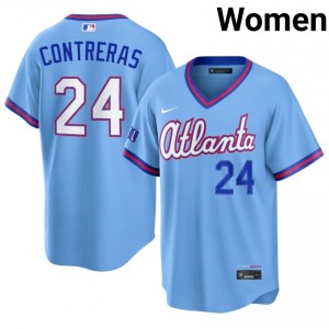 Women William Contreras #24 Powder Blue City Connect Stitched Jersey | ATL Elite Baseball Gear 69490126