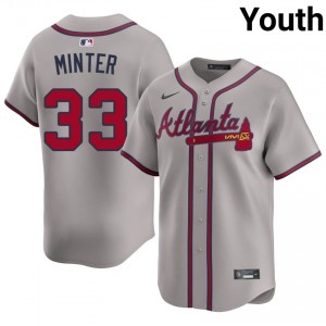 Youth A.J. Minter #33 Gray Stitched Jersey | Atlanta Braves Pro-Grade Baseball Gear 54965058