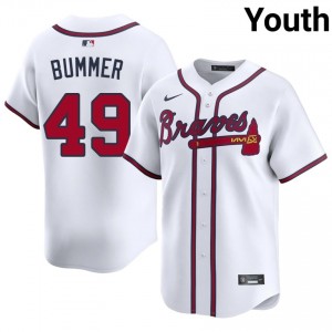 Atlanta Aaron Bummer #49 White Youth Jersey | Stitch Premium Baseball Uniform 95260810