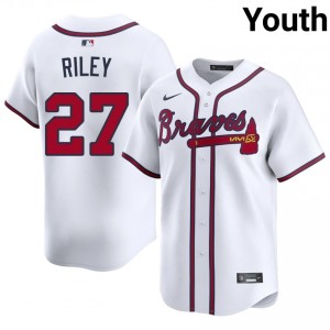 Atlanta Austin Riley #27 White Youth Jersey | Stitch Licensed Baseball Uniform 67203768