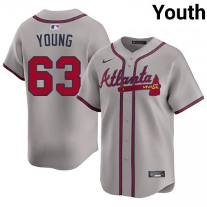 Youth Danny Young #63 Gray Stitched Jersey | Atlanta Braves Pro-Grade Baseball Gear 72967952
