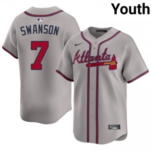 Youth Dansby Swanson #7 Gray Stitched Jersey | Atlanta Braves Elite Baseball Gear 71356416