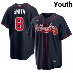 Youth Dominic Smith #8 Navy Stitched Jersey | ATL Braves Elite Baseball Gear 71832316
