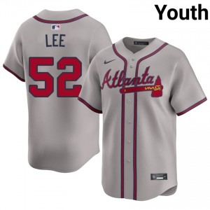 Youth Dylan Lee #52 Gray Stitched Jersey | Atlanta Braves Authentic Baseball Gear 78295831