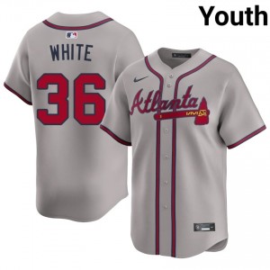Youth Eli White #36 Gray Stitched Jersey | Atlanta Braves Elite Baseball Gear 85405238
