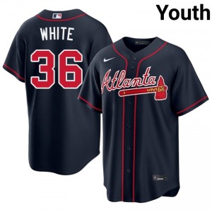 Navy Eli White #36 ATL Braves Baseball Stitched Jersey | Original Youth Fit 36049363