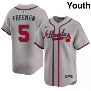 Youth Freddie Freeman #5 Gray Stitched Jersey | Atlanta Braves Authentic Baseball Gear 36912668