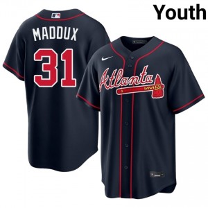 Navy Greg Maddux #31 ATL Braves Baseball Stitched Jersey | Original Youth Fit 68771853