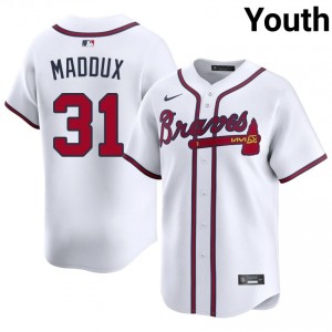 Atlanta Greg Maddux #31 White Youth Jersey | Stitch Licensed Baseball Uniform 98892277