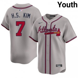 Gray Ha-Seong Kim #7 Atlanta Braves Baseball Stitched Jersey | MLB Youth Fit 84493031