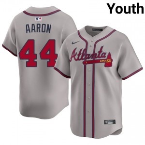 Youth Hank Aaron #44 Gray Stitched Jersey | Atlanta Braves Authentic Baseball Gear 67082020