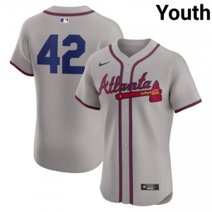 Youth Jackie Robinson Day #42 Gray Stitched Jersey | Braves Pro-Grade Baseball Gear 13404937