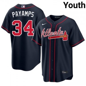 Navy Joel Payamps #34 ATL Braves Baseball Stitched Jersey | Original Youth Fit 17196254