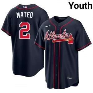 Navy Jorge Mateo #2 ATL Braves Baseball Stitched Jersey | MLB Youth Fit 70401298