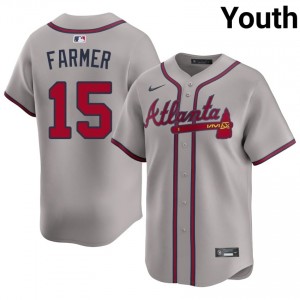 Youth Kyle Farmer #15 Gray Stitched Jersey | Atlanta Braves Pro-Grade Baseball Gear 22432111