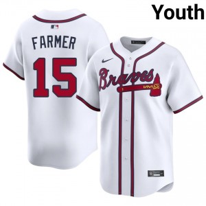 Atlanta Kyle Farmer #15 White Youth Jersey | Stitch Premium Baseball Uniform 87895423