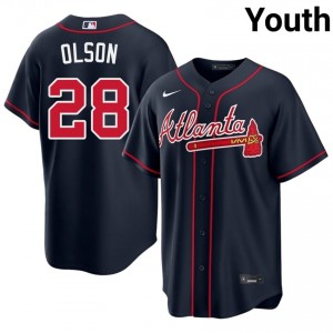 Youth Matt Olson #28 Navy Stitched Jersey | ATL Braves Authentic Baseball Gear 89117808