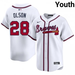 #28 Matt Olson Officially Licensed Youth Baseball Jersey | Atlanta White Fan Gear 38985869