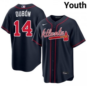 Youth Mauricio Dubon #14 Navy Stitched Jersey | ATL Braves Elite Baseball Gear 13153659