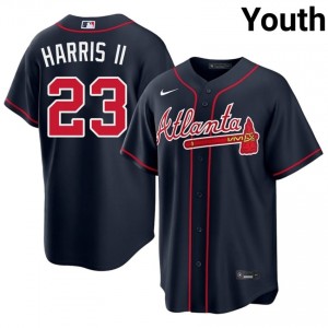 Navy Michael Harris II #23 ATL Braves Baseball Stitched Jersey | MLB Youth Fit 33076570