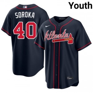 Youth Mike Soroka #40 Navy Stitched Jersey | ATL Braves Elite Baseball Gear 82469534