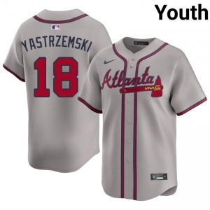 Gray Mike Yastrzemski #18 Atlanta Braves Baseball Stitched Jersey | Durable Youth Fit 31977430