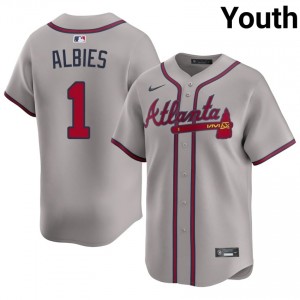 Youth Ozzie Albies #1 Gray Stitched Jersey | Atlanta Braves Elite Baseball Gear 22351448