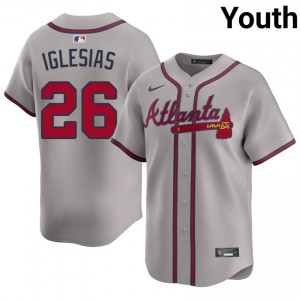 Youth Raisel Iglesias #26 Gray Stitched Jersey | Atlanta Braves Pro-Grade Baseball Gear 62987525