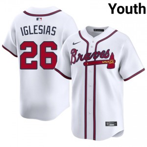 Atlanta Raisel Iglesias #26 White Youth Jersey | Stitch Premium Baseball Uniform 95577927