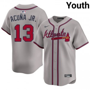 Gray Ronald Acuna Jr. #13 Atlanta Braves Baseball Stitched Jersey | MLB Youth Fit 59743713