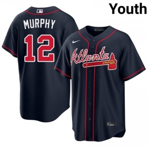 Youth Sean Murphy #12 Navy Stitched Jersey | ATL Braves Authentic Baseball Gear 70502589