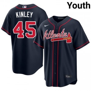 Youth Tyler Kinley #45 Navy Stitched Jersey | ATL Braves Pro-Grade Baseball Gear 47448004