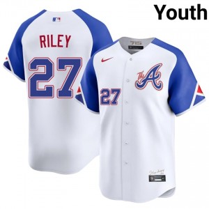 #27 Austin Riley Officially Licensed Youth City Connect Baseball Jersey | Braves White Fan Gear 65247094