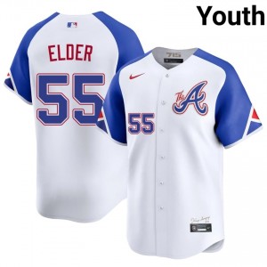 Braves Bryce Elder #55 White Youth City Connect Jersey | Stitch Premium Baseball Uniform 78670125