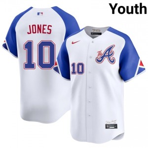 Braves Chipper Jones #10 White Youth City Connect Jersey | Stitch Premium Baseball Uniform 40068856