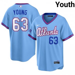 ATL Danny Young #63 Powder Blue Youth City Connect Jersey | Stitch Premium Baseball Uniform 87879035