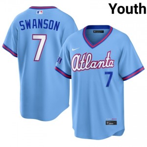 Atlanta Dansby Swanson #7 Powder Blue Youth City Connect Jersey | Stitch Replica Baseball Uniform 34463078