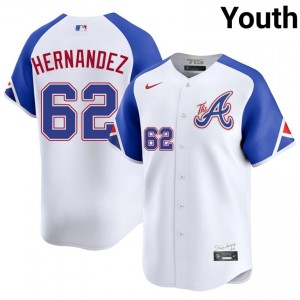#62 Daysbel Hernandez Officially Licensed Youth City Connect Baseball Jersey | Braves White Fan Gear 98259127