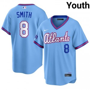 #8 Dominic Smith Gameday Youth City Connect Baseball Jersey | Atlanta Braves Powder Blue Fan Gear 55424916