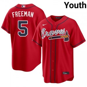 Freddie Freeman #5 ATL Baseball Jersey | Official Youth Red Embroidery Edition 63395672