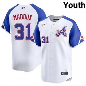 #31 Greg Maddux Officially Licensed Youth City Connect Baseball Jersey | Braves White Fan Gear 19959226
