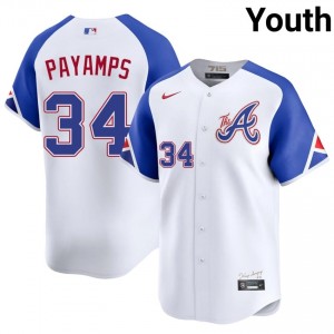 #34 Joel Payamps Officially Licensed Youth City Connect Baseball Jersey | Braves White Fan Gear 98943867